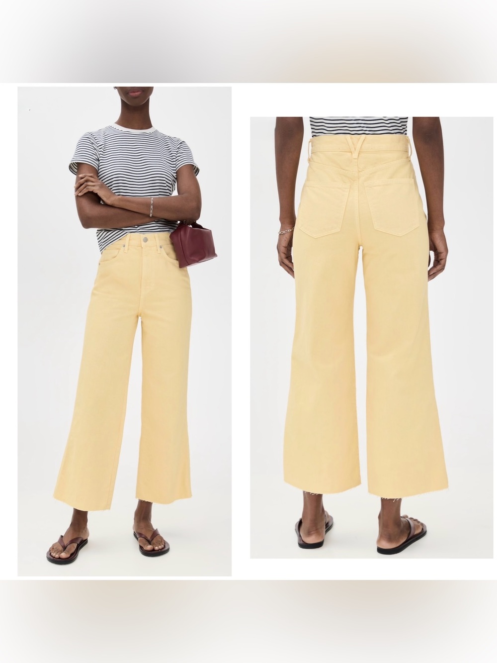 Veronica Beard Taylor Wide Leg Crop High Rise Jeans In Yellow Size 28